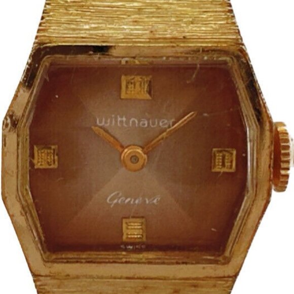 Wittnauer Accessories - Vintage Wittnauer Bark Style Ladies Mechanical Wristwatch 5K w Hour Glass Dial